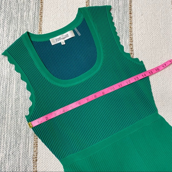 Diane Von Furstenberg Adi Green Ribbed Dress Small - Picture 5 of 10